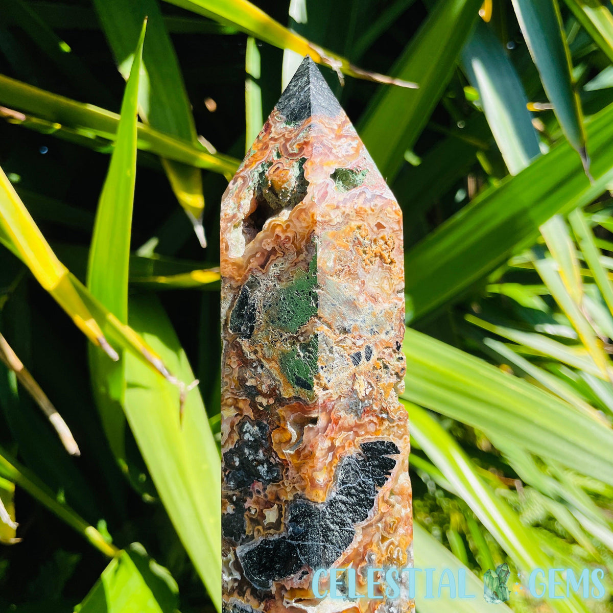 RARE Indonesian Tube Agate + Black Basalt XXL Statement Tower