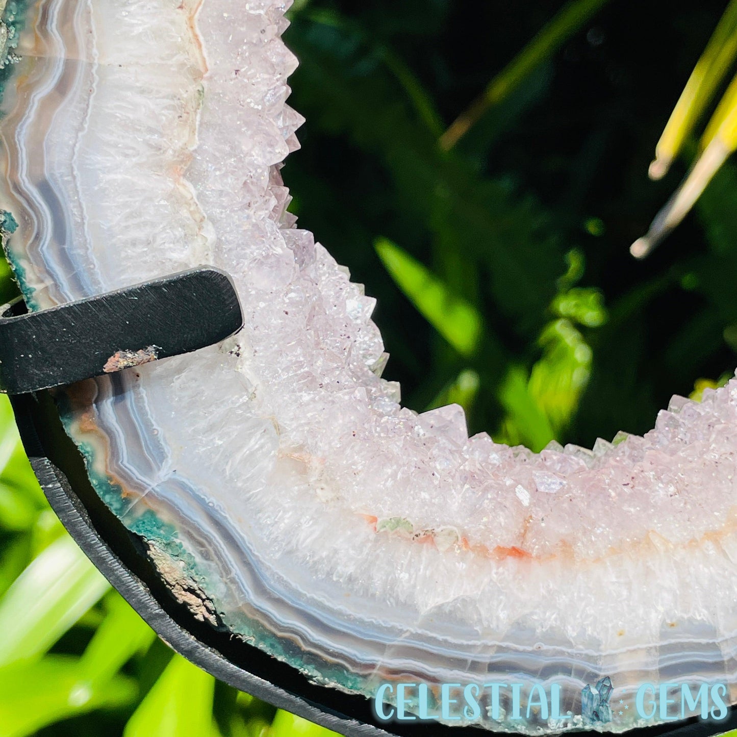 Amethyst Cluster Geode Large Slice on Stand