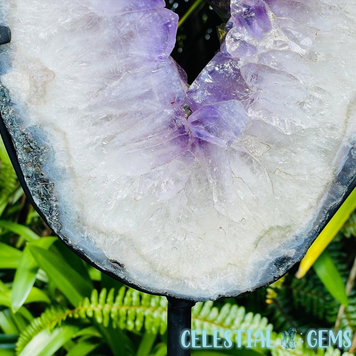 Amethyst Cluster Geode XL Slice on Stand