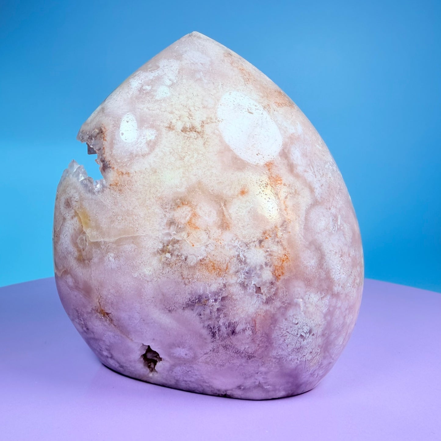 Druzy Pink Amethyst Flower Agate Medium Flame Freeform (Video)