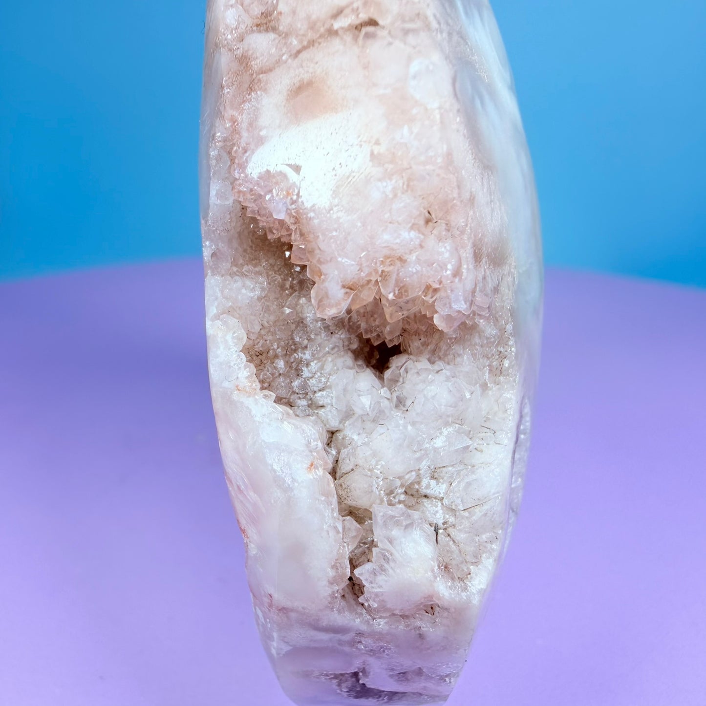 Druzy Pink Amethyst Flower Agate Medium Flame Freeform (Video)