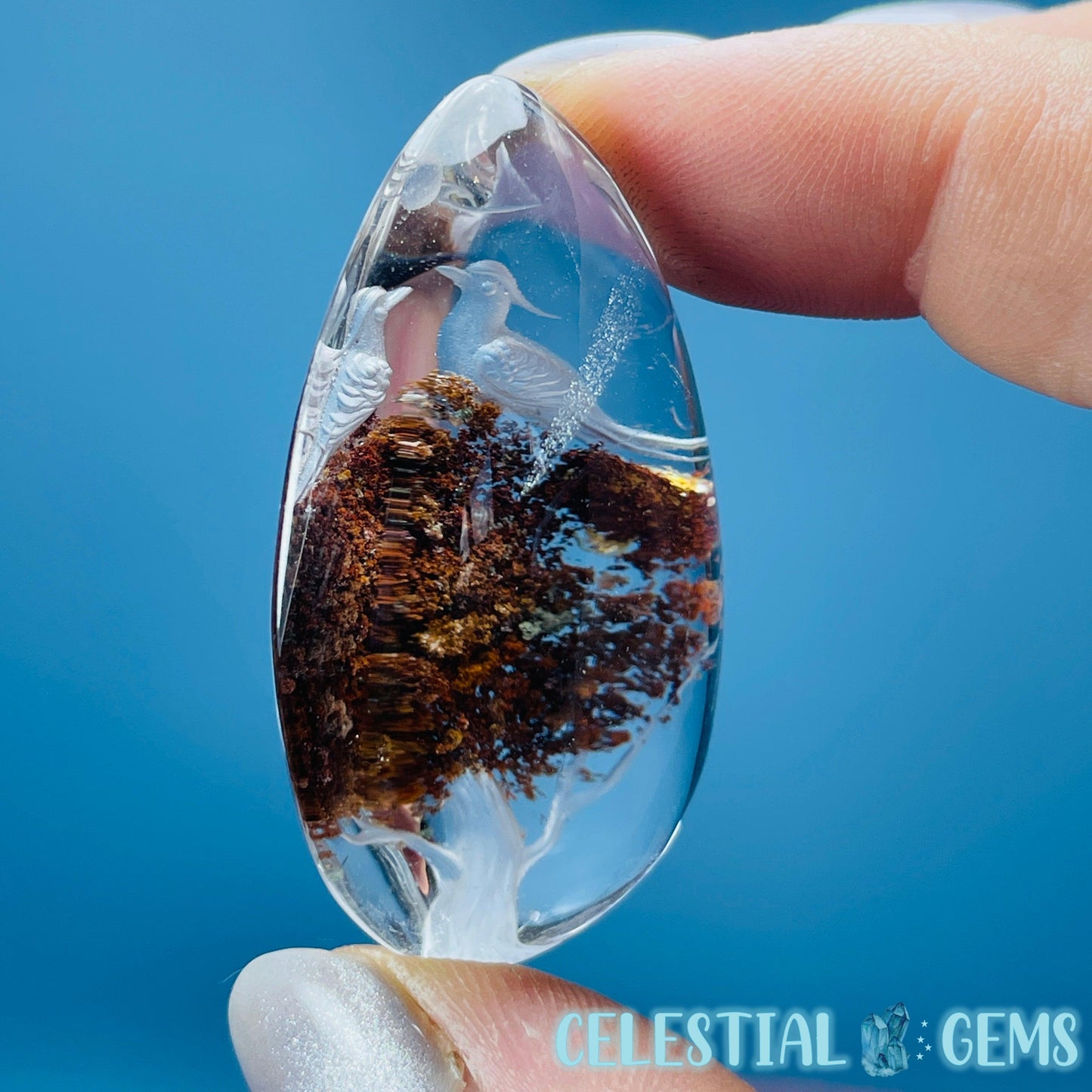 Garden Quartz Birds in a Tree Hand-Carved Intaglio Reverse Lens Carving (Video)