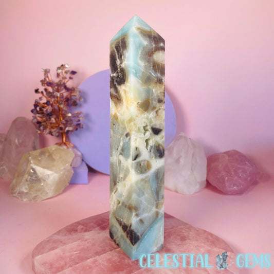Caribbean Calcite Large Tower C (with Pyrite!)