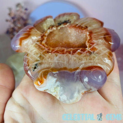 Druzy Carnelian + Purple Agate Googly-Eyed Goldfish Carving A