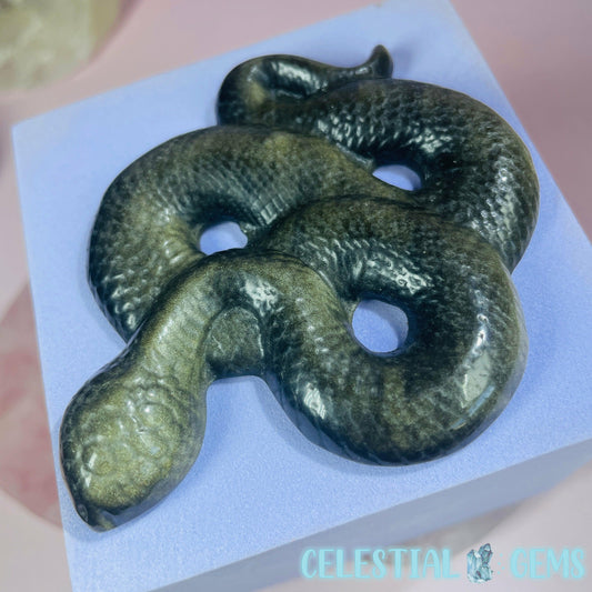 Golden Sheen Obsidian Snake Medium Carving A