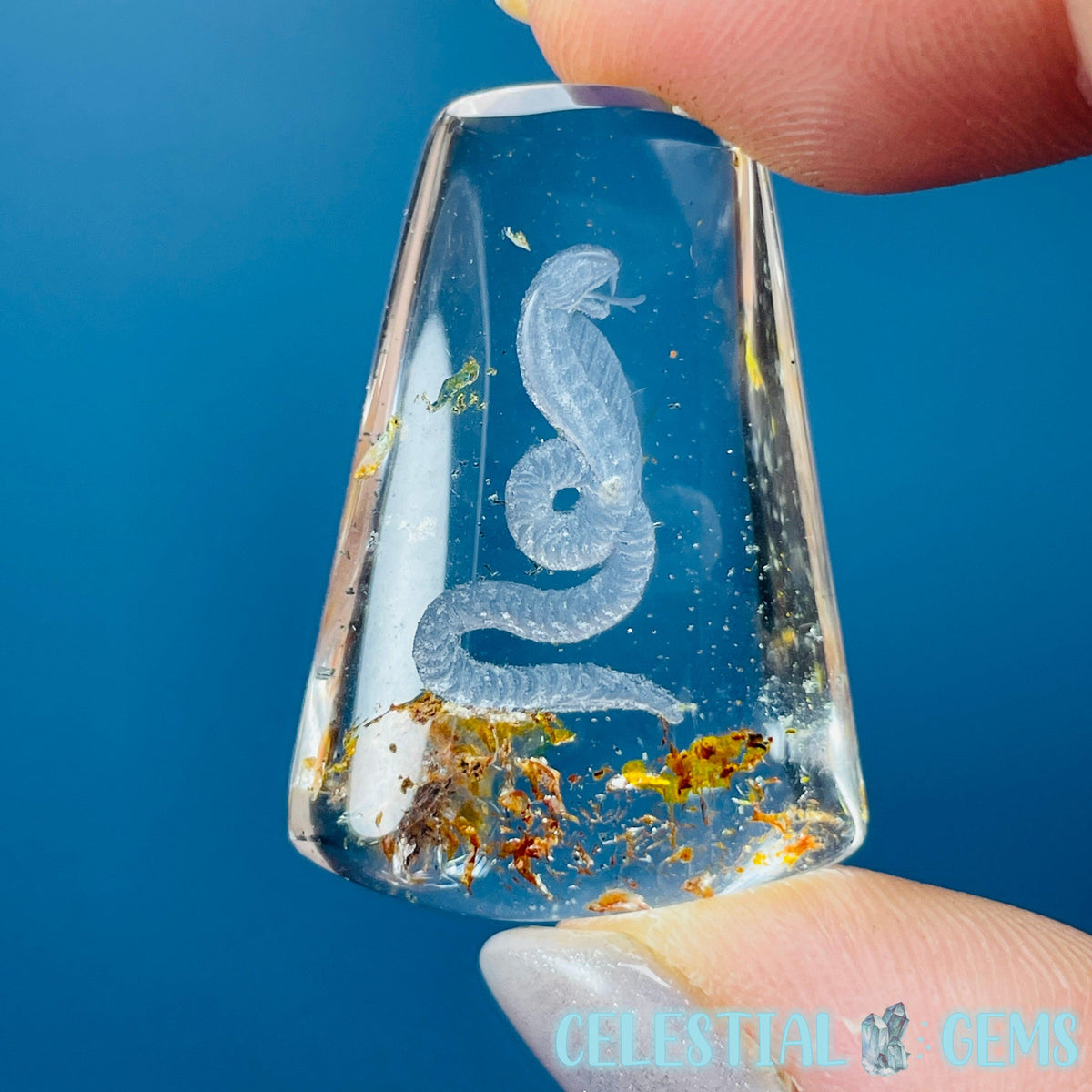 Garden Quartz Cobra Snake Hand-Carved Intaglio Reverse Lens Carving (Video)