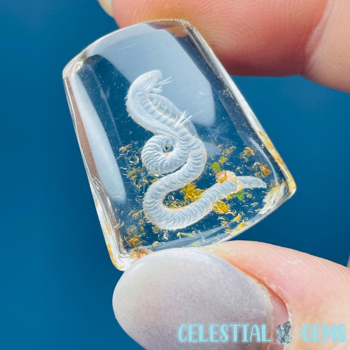 Garden Quartz Cobra Snake Hand-Carved Intaglio Reverse Lens Carving (Video)