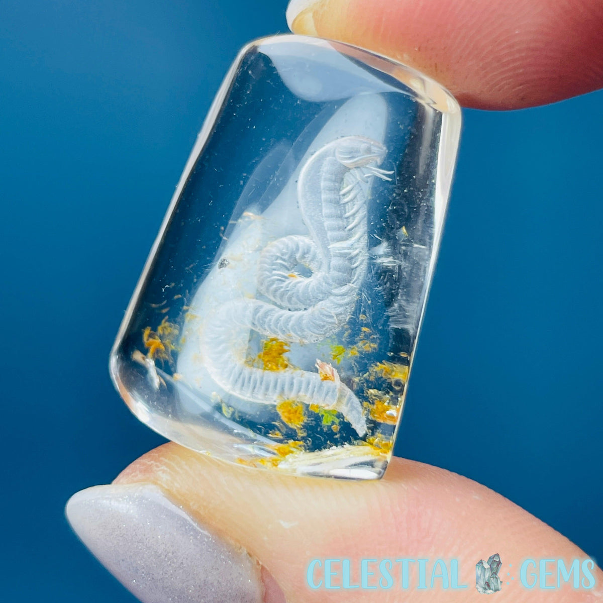Garden Quartz Cobra Snake Hand-Carved Intaglio Reverse Lens Carving (Video)