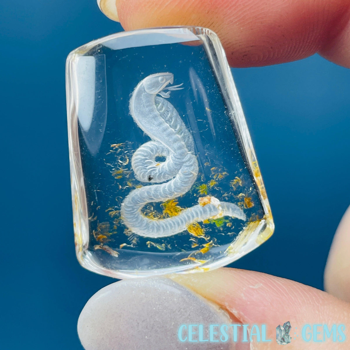 Garden Quartz Cobra Snake Hand-Carved Intaglio Reverse Lens Carving (Video)