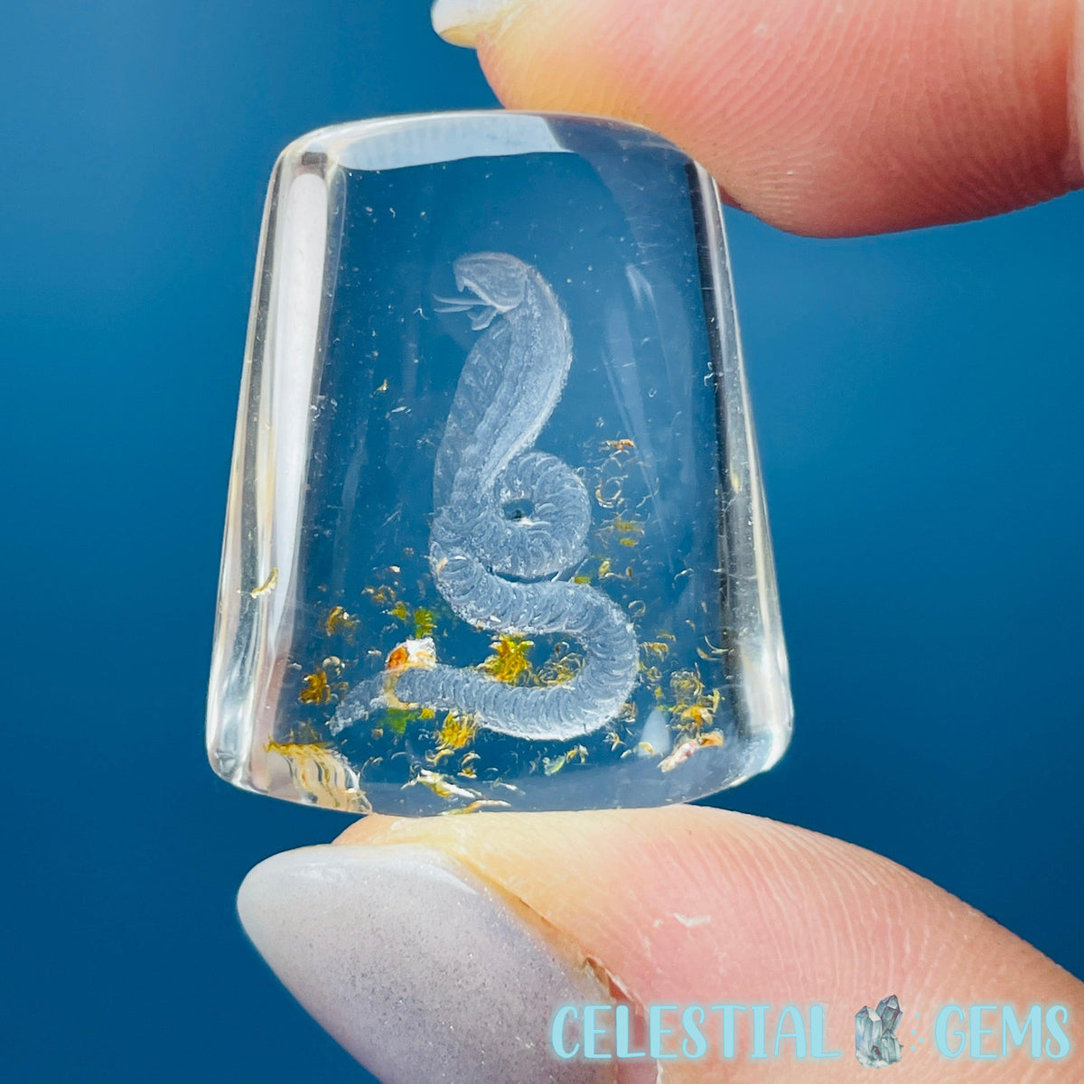 Garden Quartz Cobra Snake Hand-Carved Intaglio Reverse Lens Carving (Video)