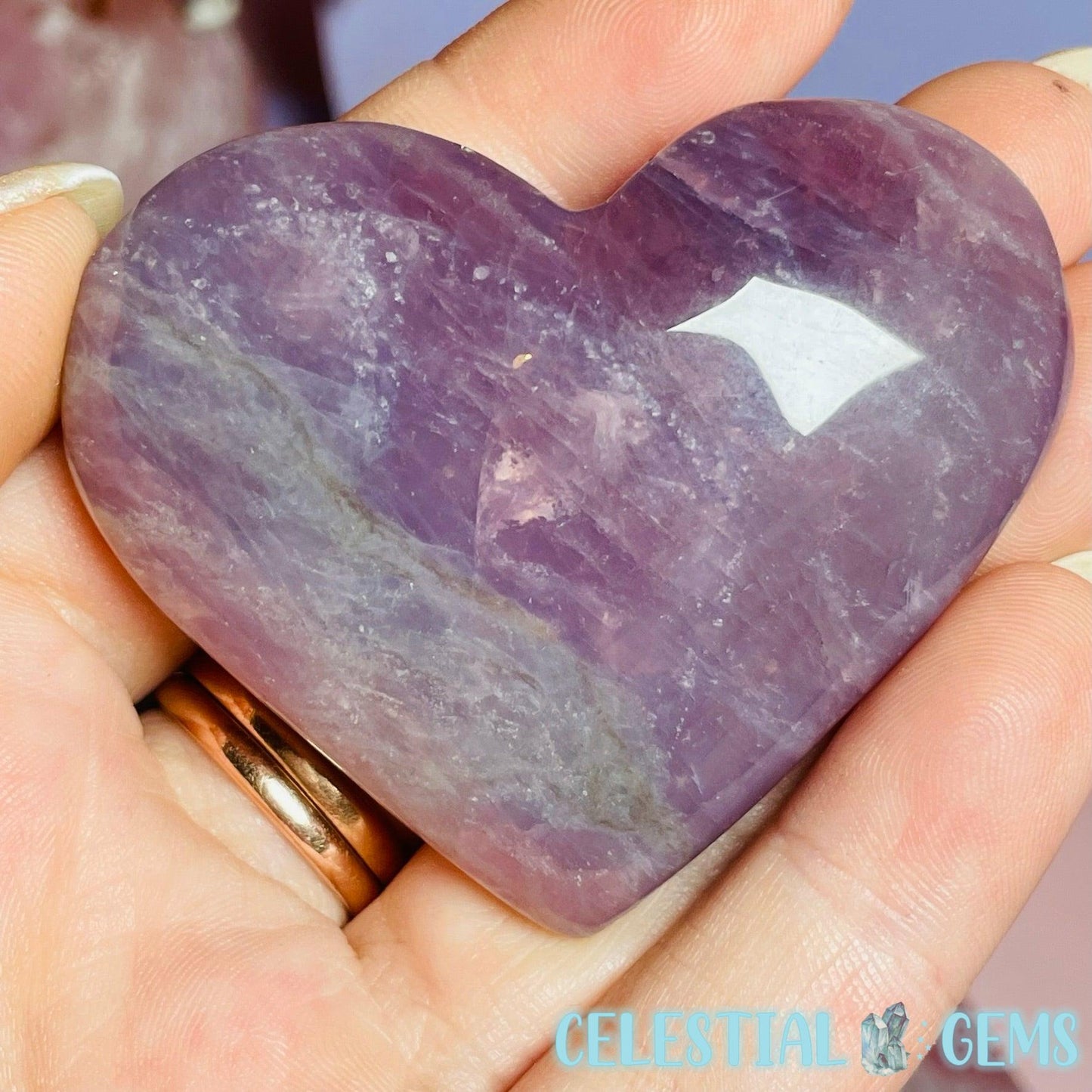 Lavender Rose Quartz Heart Medium Carving