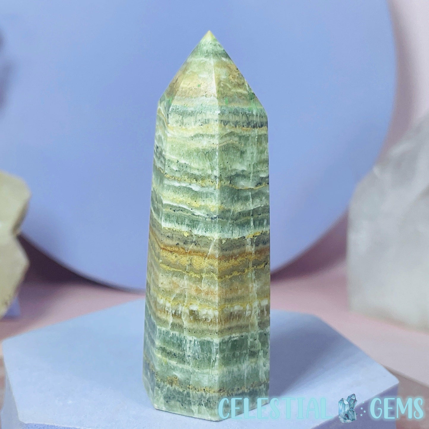 Dendritic Green Calcite Small Tower