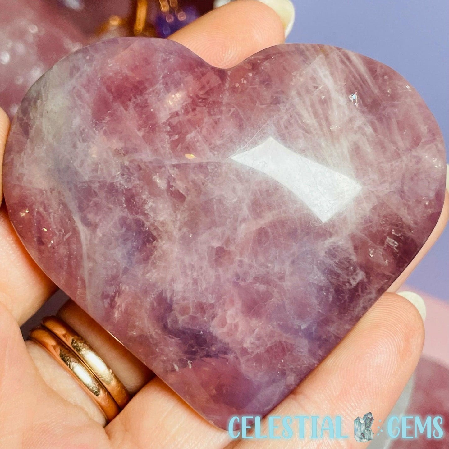 Lavender Rose Quartz Heart Medium Carving