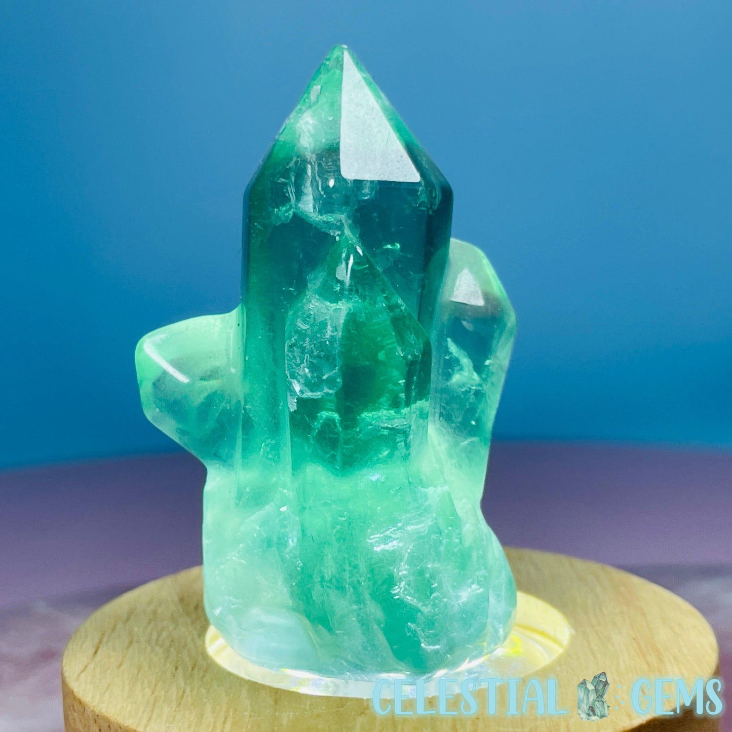 Green Fluorite Crystal Cluster Carving