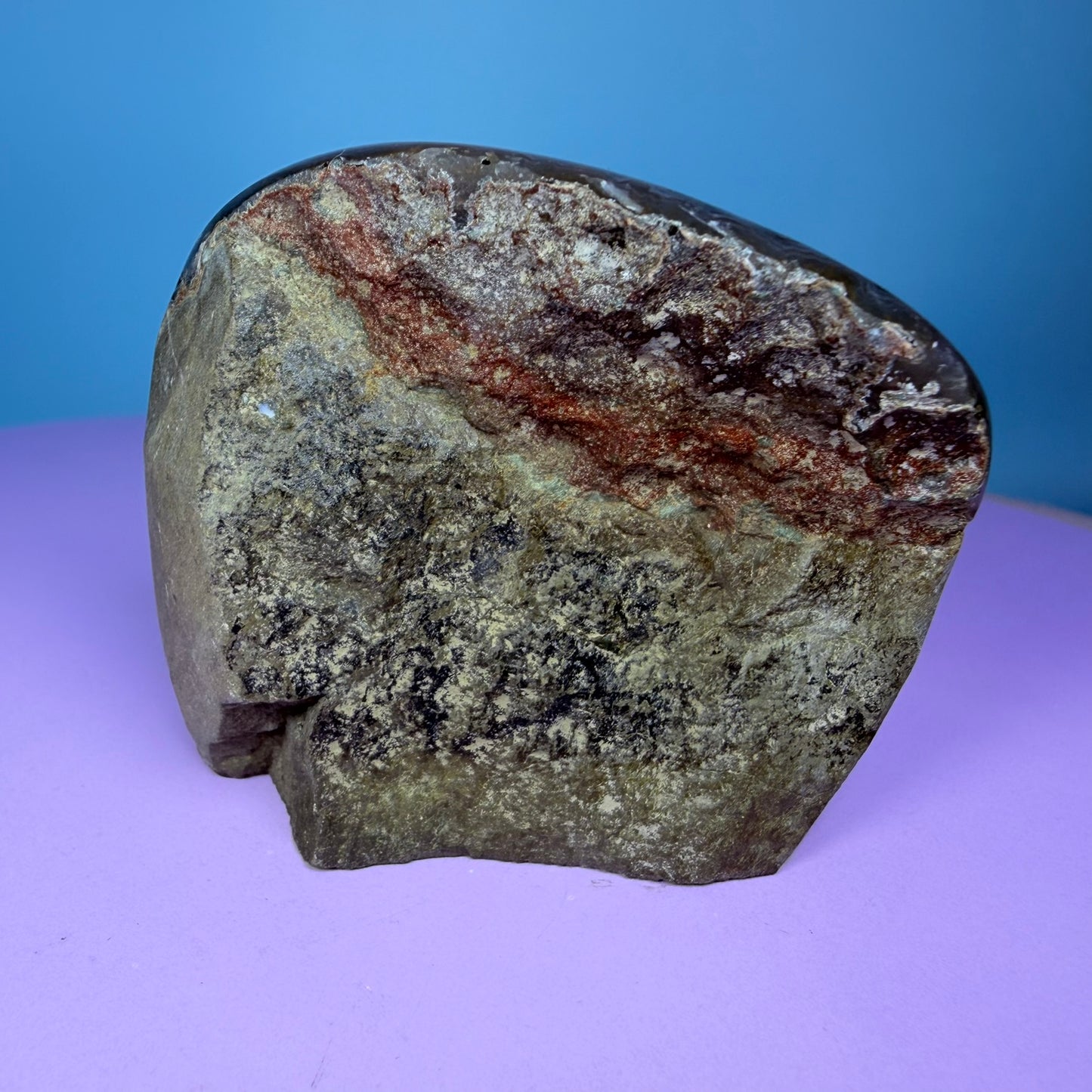Black Amethyst Small Semi-Polished Cluster Freeform with Agate (Video)