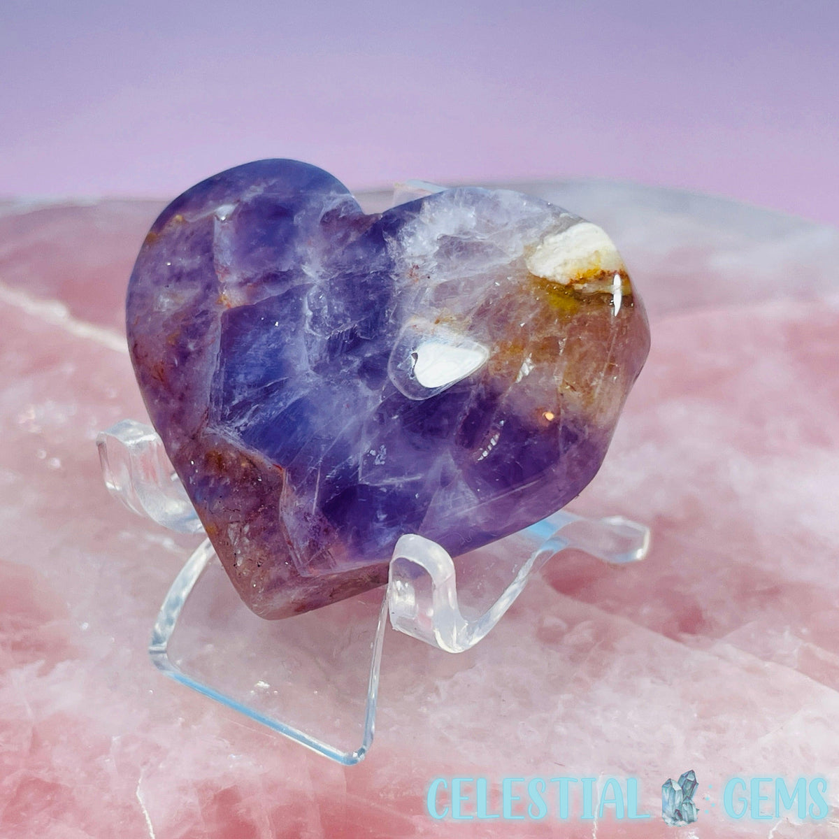 Amethyst + Mexican Crazy Lace Agate Heart Small Carving