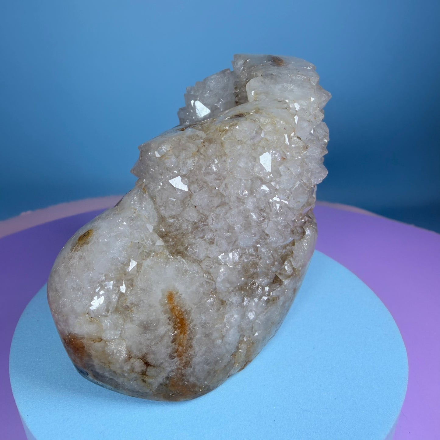 Sugar Quartz Small Semi-Polished Cluster Freeform with Agate (Video)
