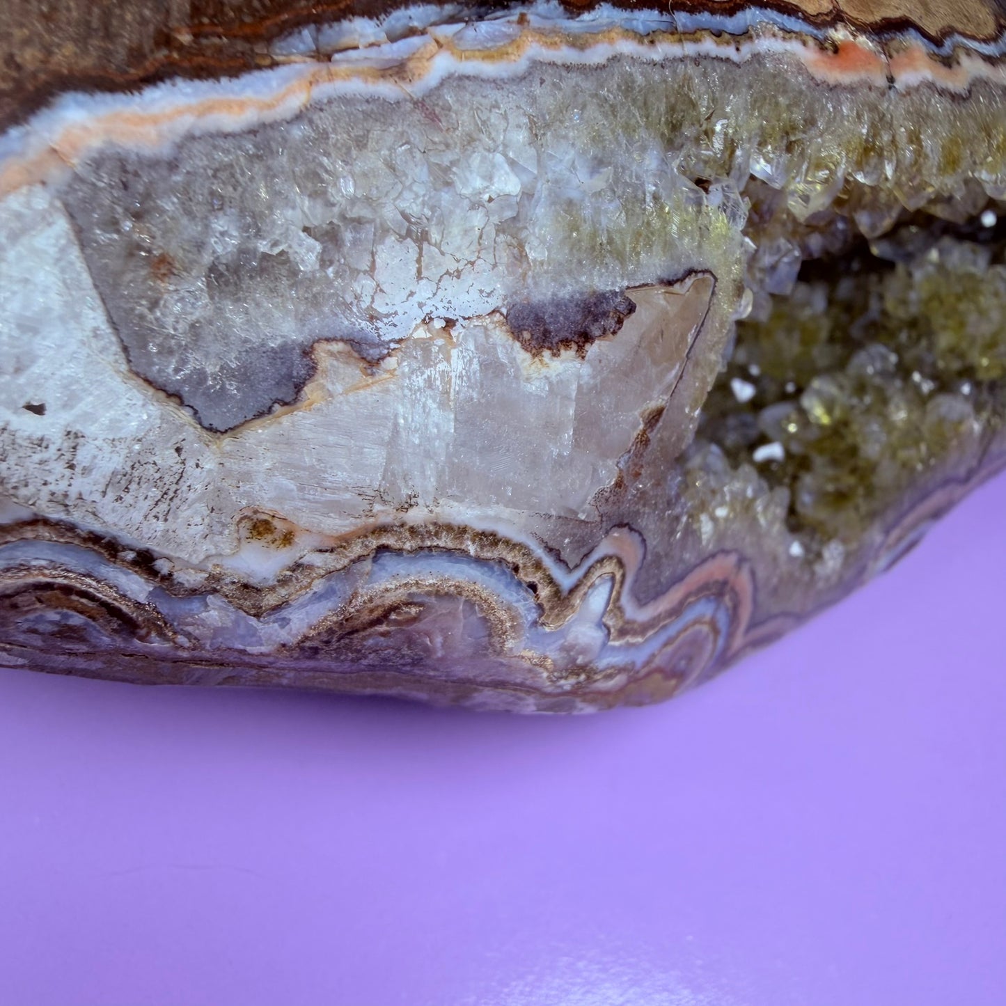 Citrine Medium Semi-Polished Geode with Blue Chalcedony (Video)