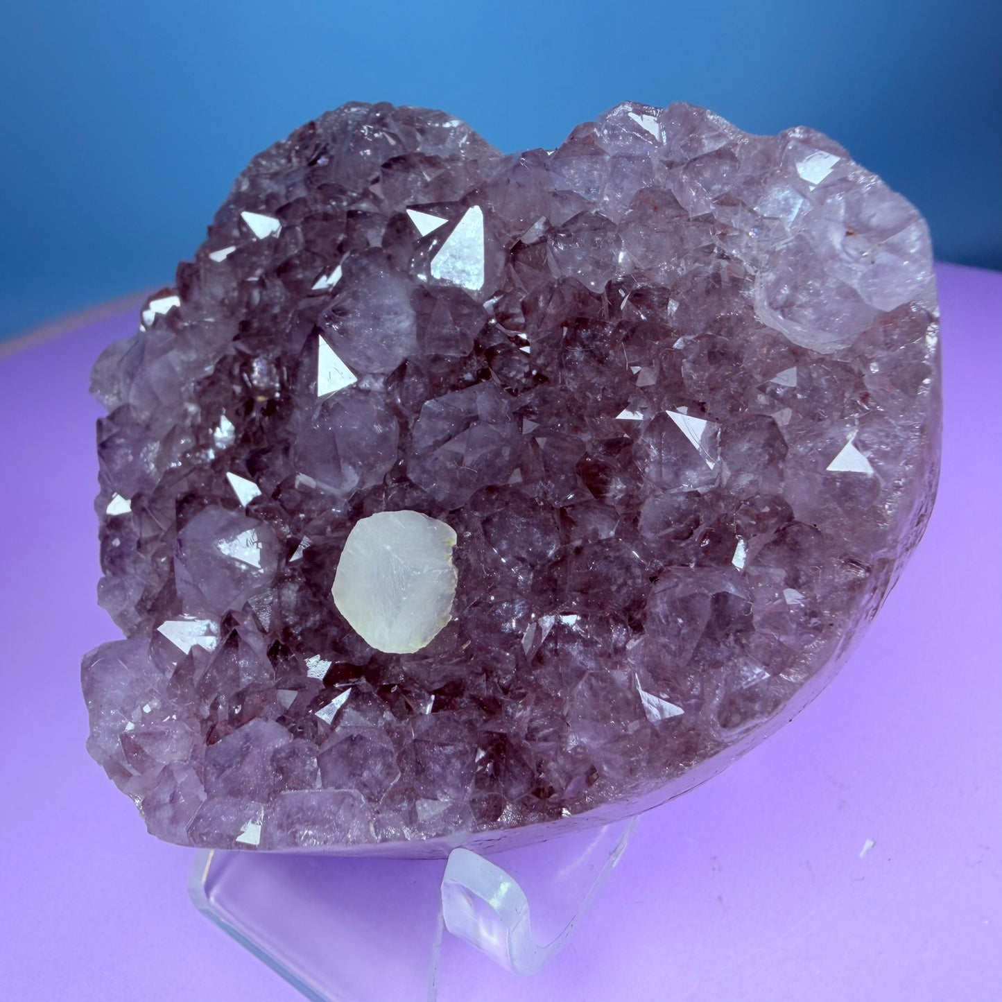 Amethyst Cluster Heart Carving with Agate + Calcite (Video)