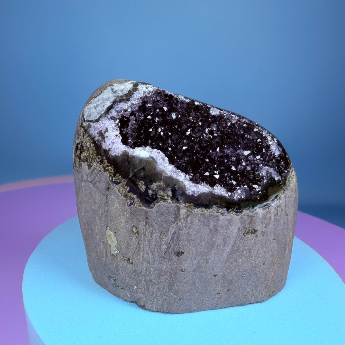 Amethyst Small Semi-Polished Cluster Freeform with Agate (Video)