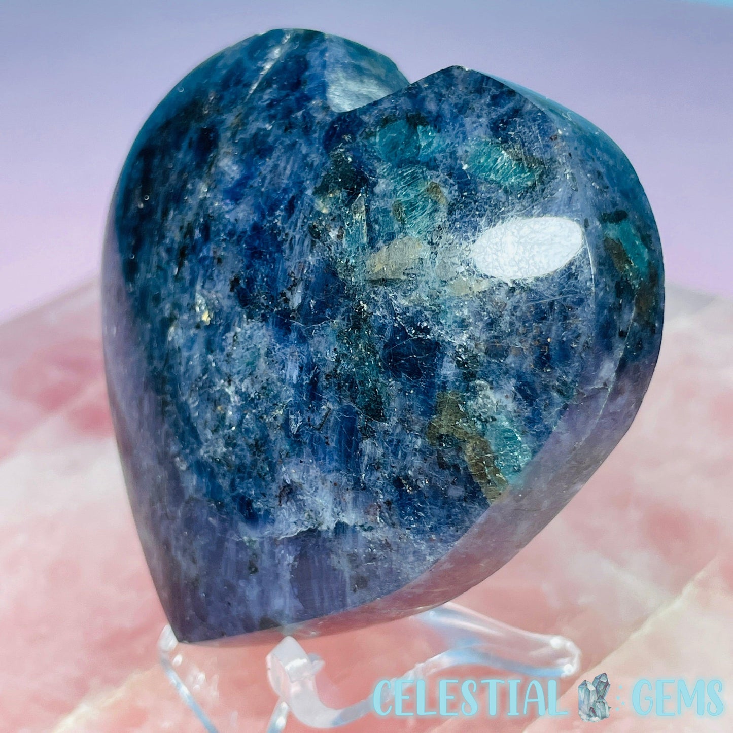 Iolite (Cordierite) + Blue Apatite Heart Medium Carving