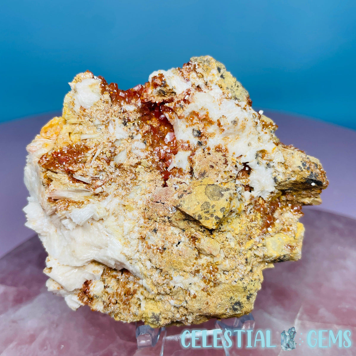 Vanadinite over Barite Raw Cluster Specimen