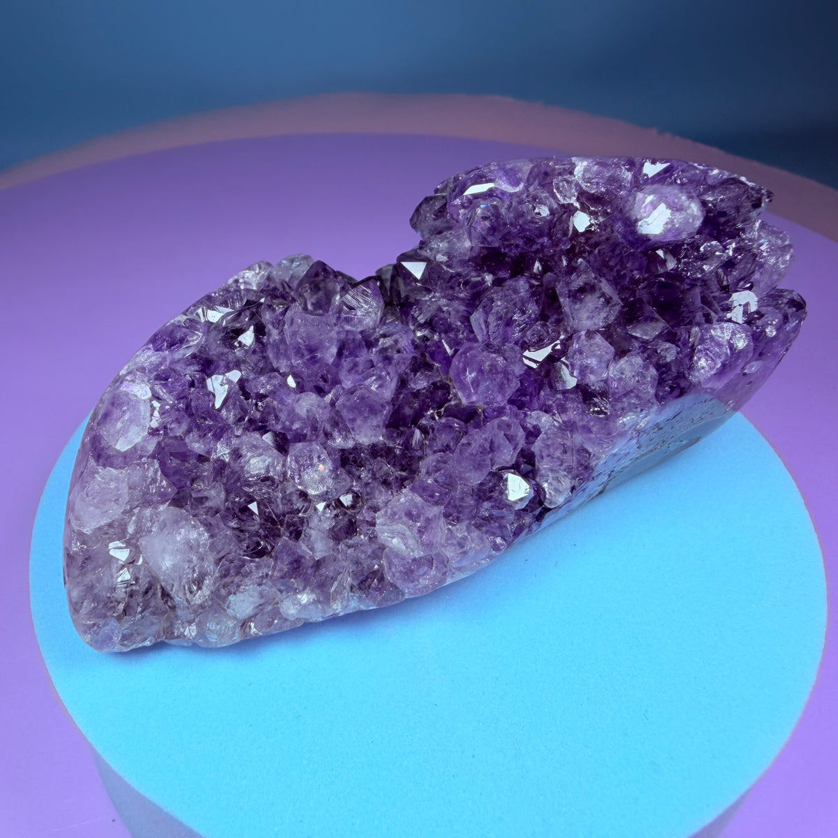 Amethyst Small Semi-Polished Cluster with Agate Stalactite (Video)