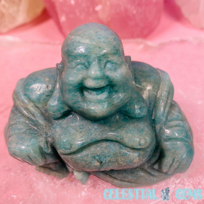 Amazonite Laughing Buddha Medium Carving