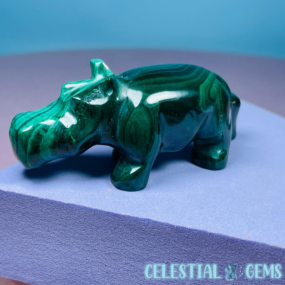 Malachite Hippopotamus Small Carving