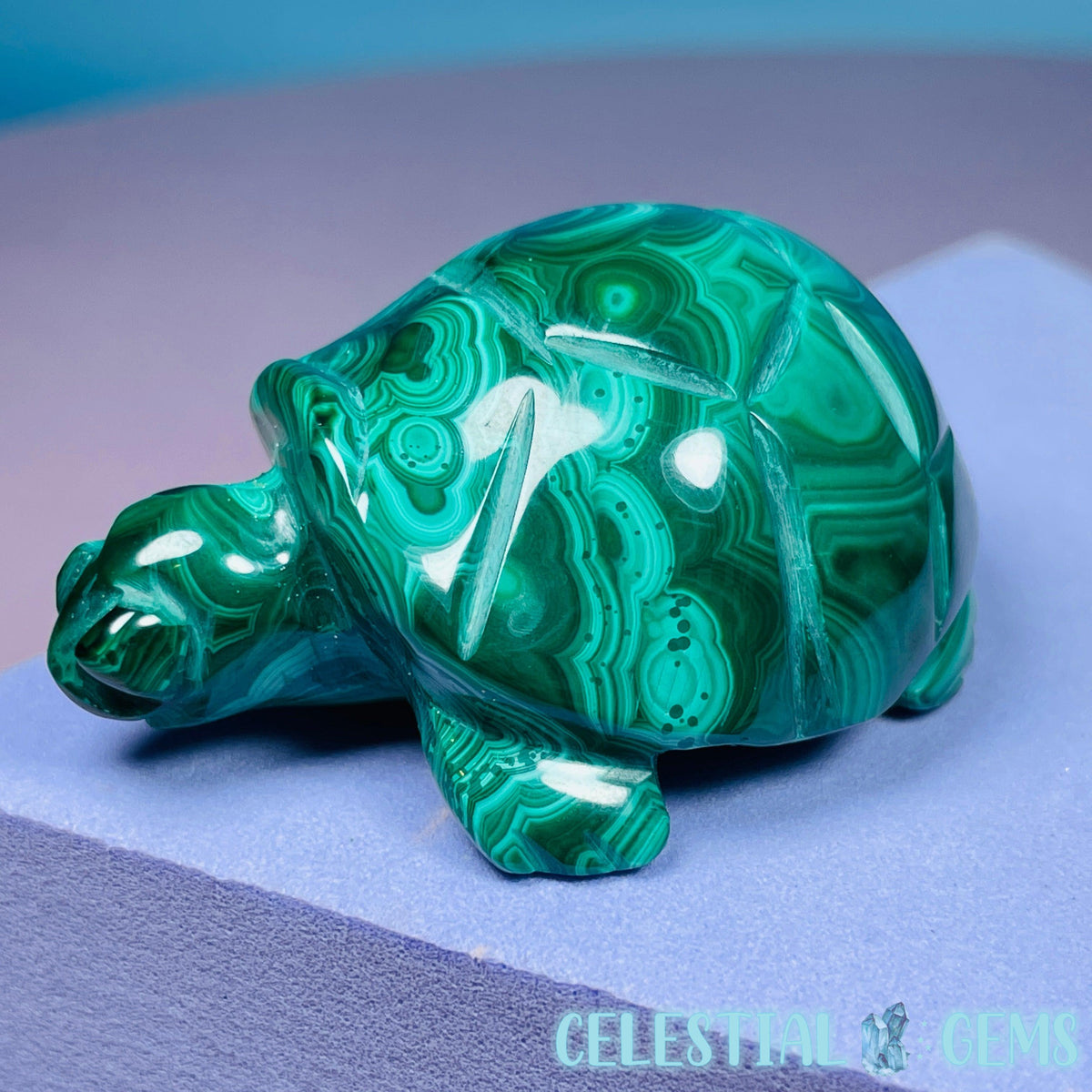 Malachite Tortoise Small Carving