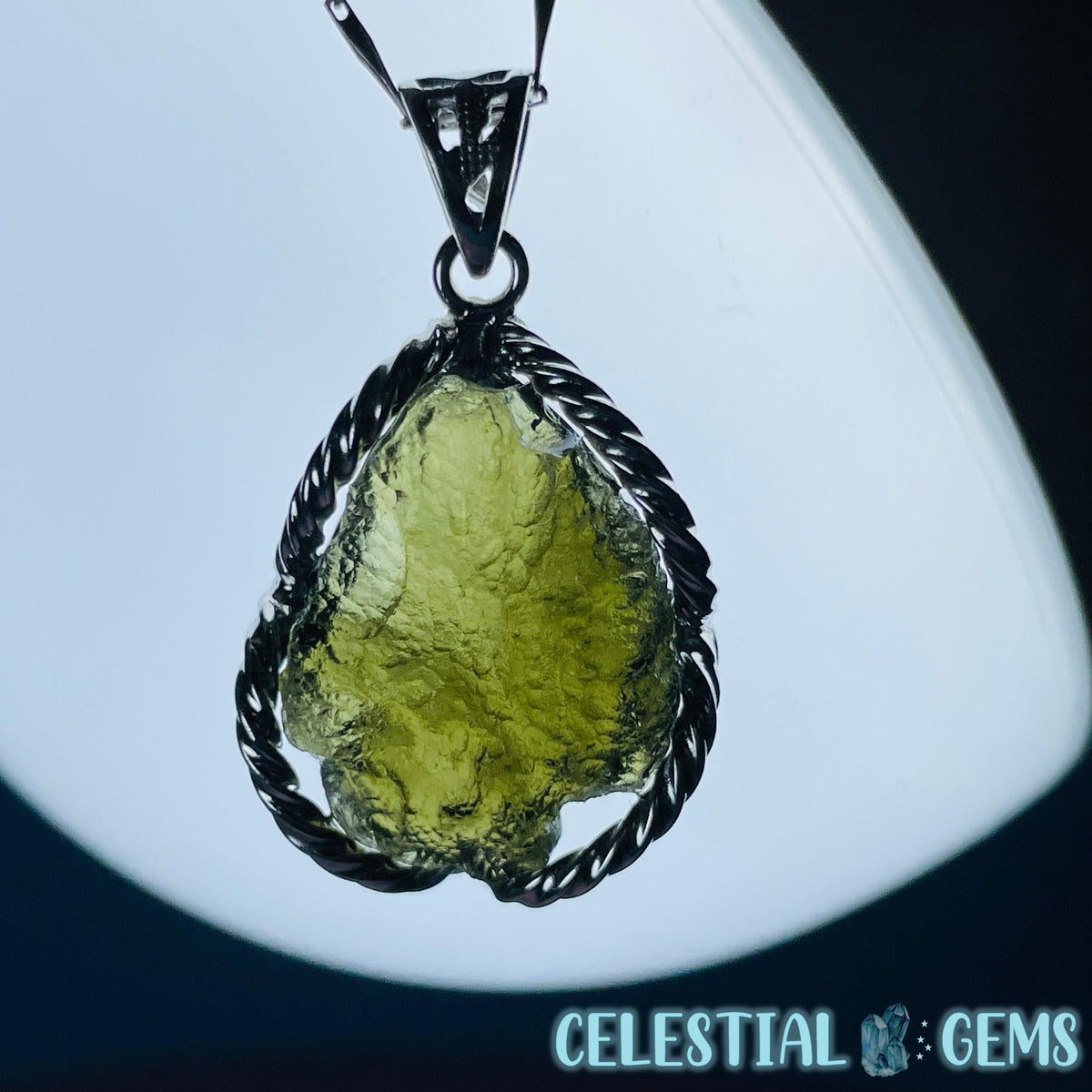Genuine Moldavite Tektite + 925 Silver Necklace 6.2g