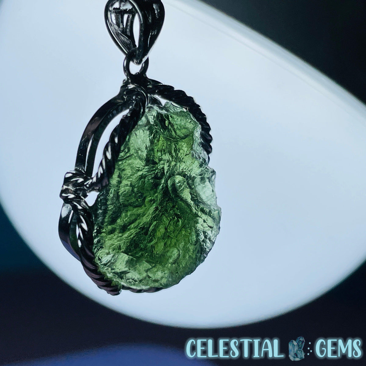 Genuine Moldavite Tektite + 925 Silver Necklace 8.6g