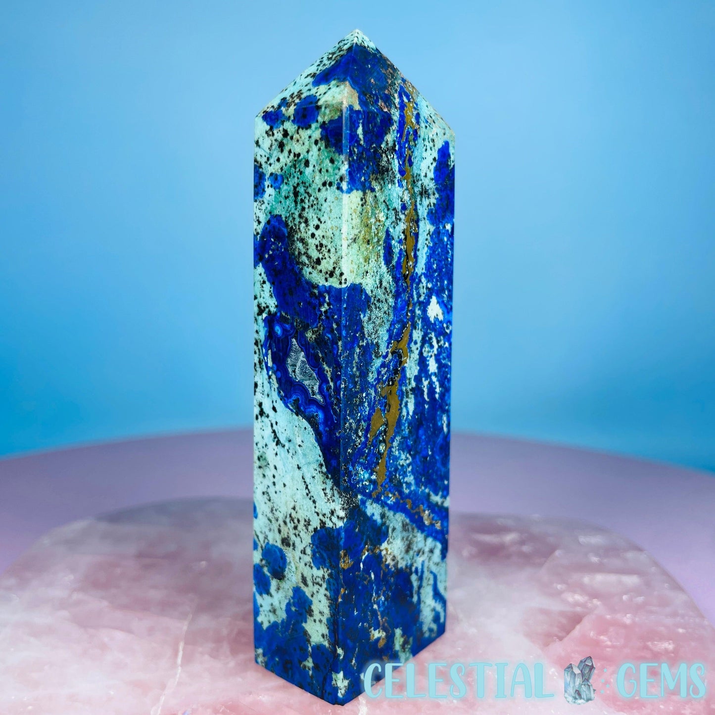 Azurite + Malachite + Chrysocolla Obelisk Medium Tower