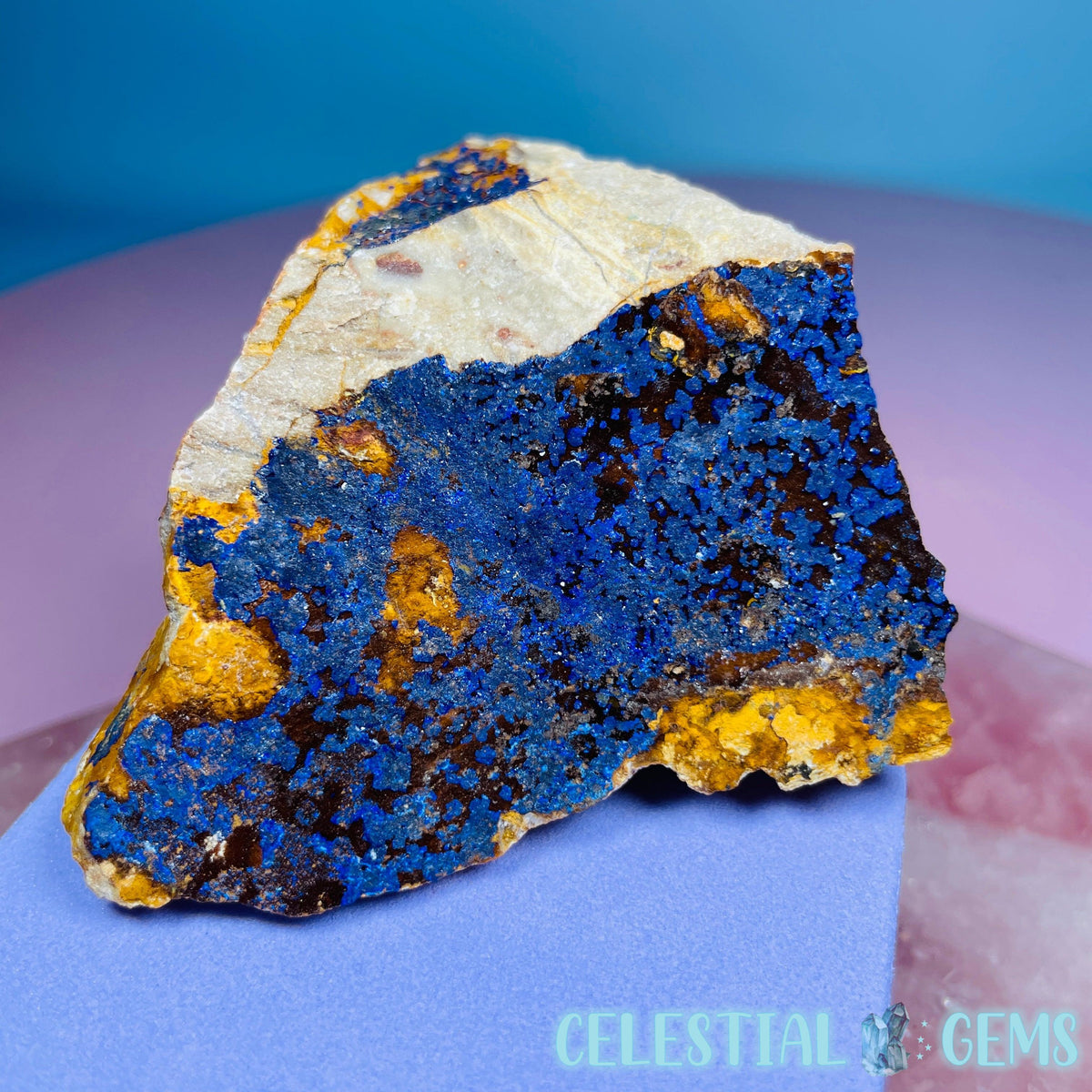Druzy Azurite on Matrix Medium Cluster Specimen