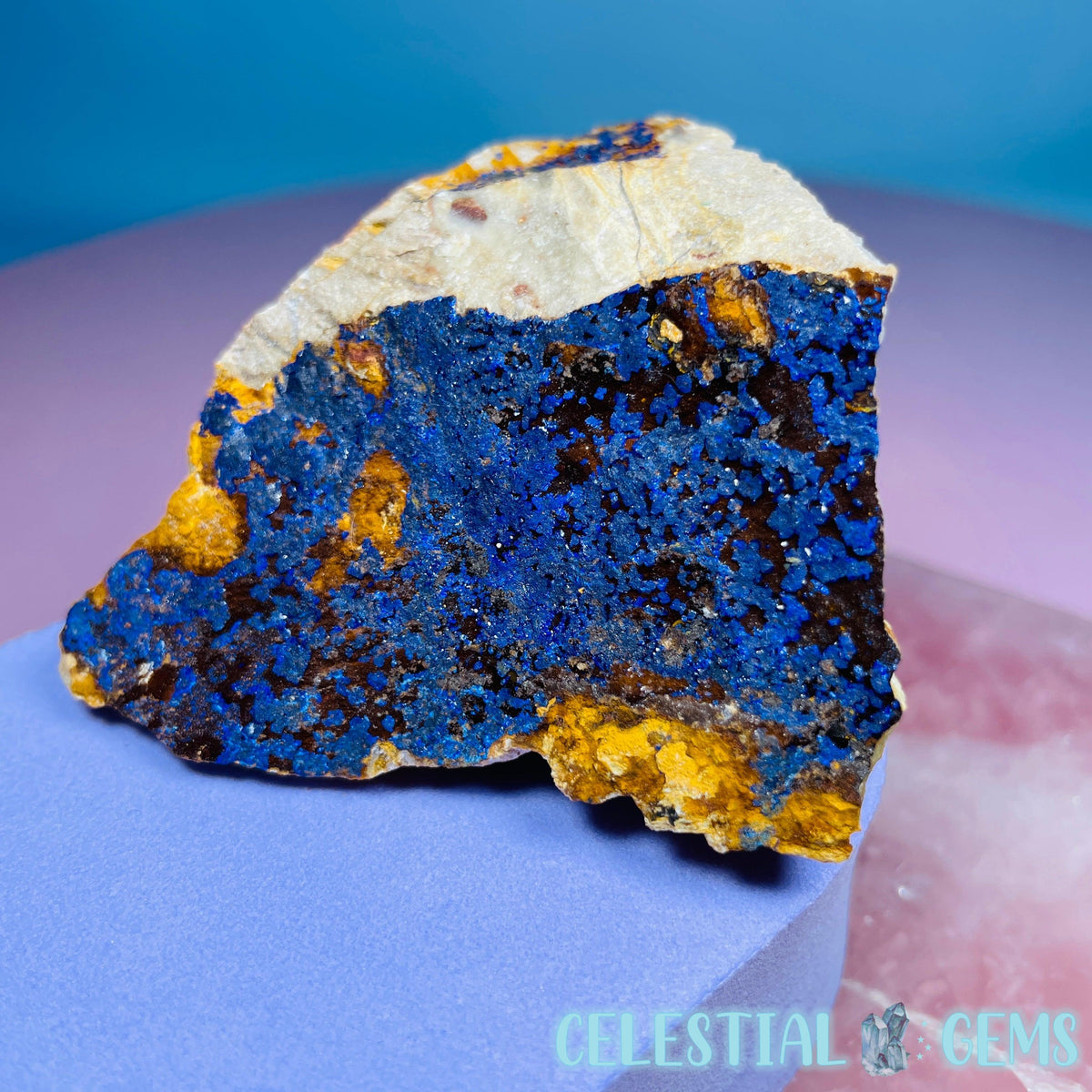 Druzy Azurite on Matrix Medium Cluster Specimen