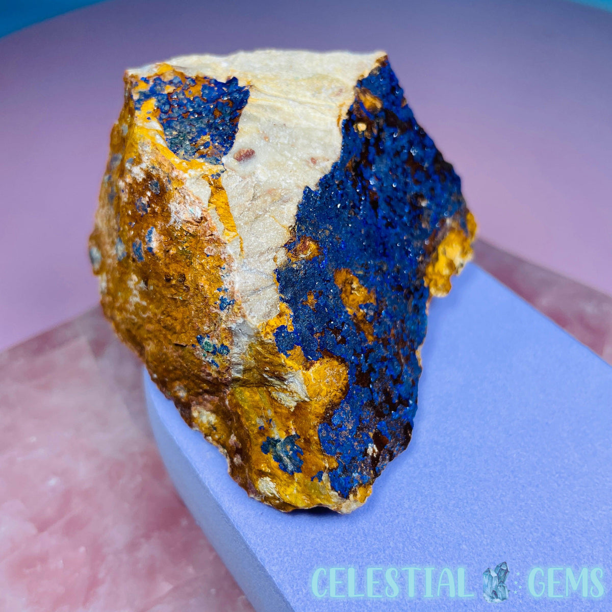 Druzy Azurite on Matrix Medium Cluster Specimen