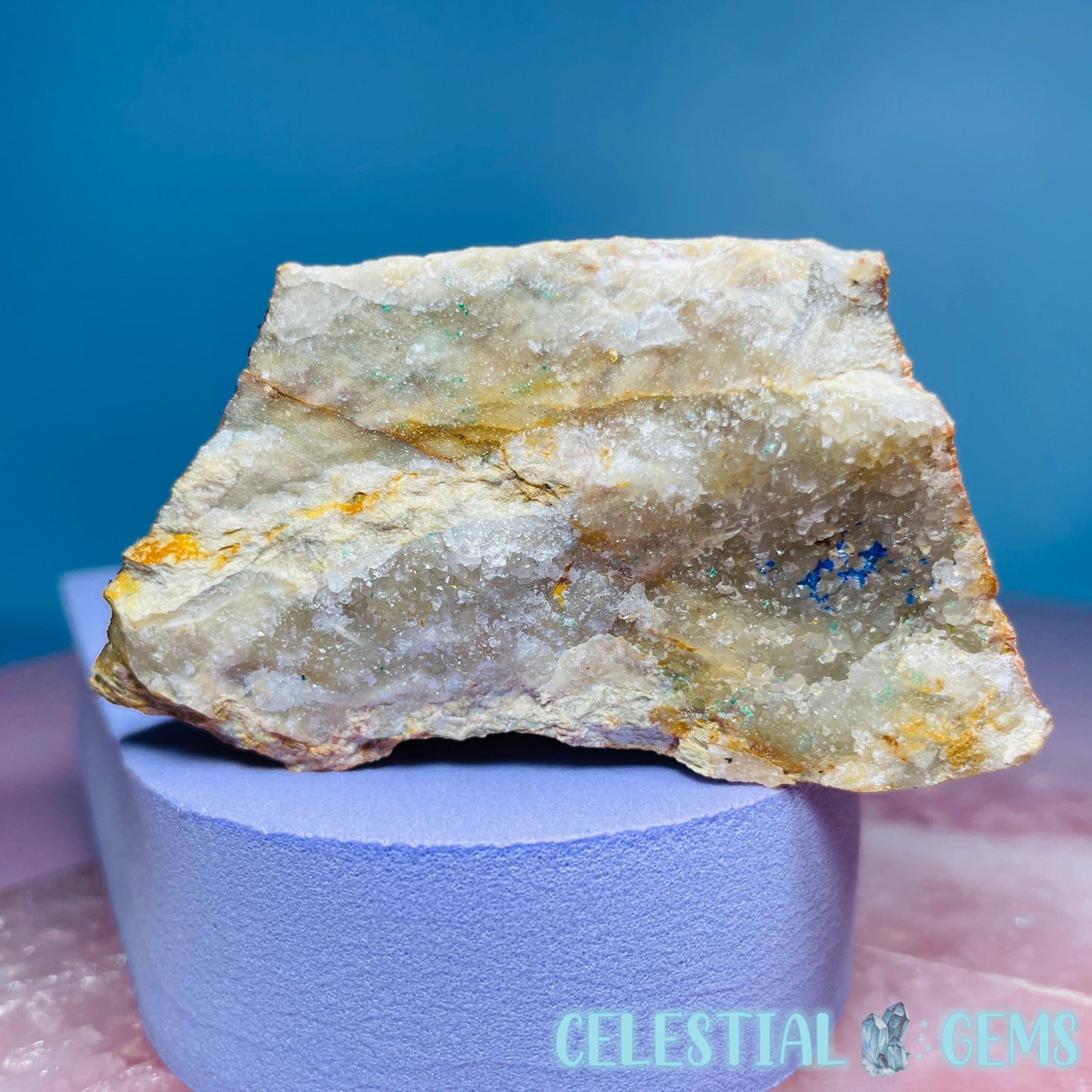 Druzy Azurite on Matrix Medium Cluster Specimen