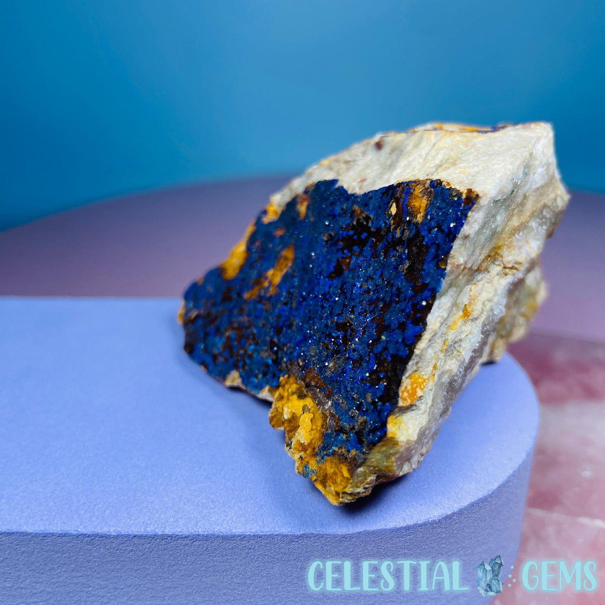 Druzy Azurite on Matrix Medium Cluster Specimen