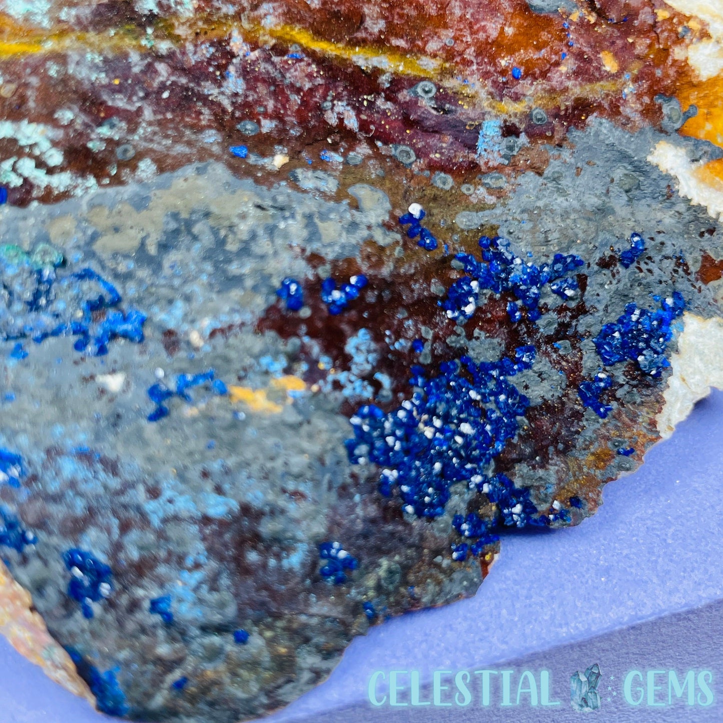 Druzy Azurite on Matrix Medium Cluster Specimen