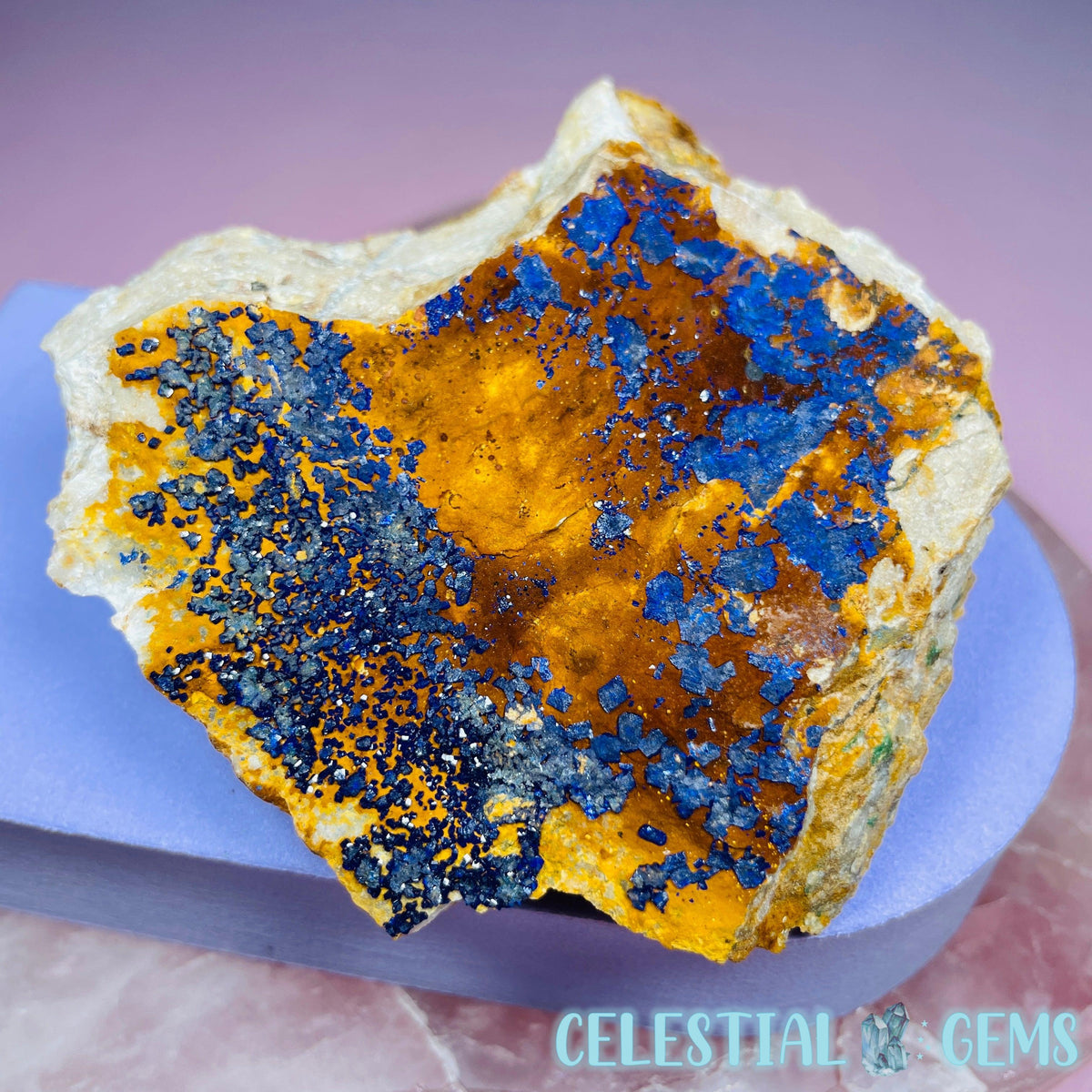 Druzy Azurite on Matrix Medium Cluster Specimen