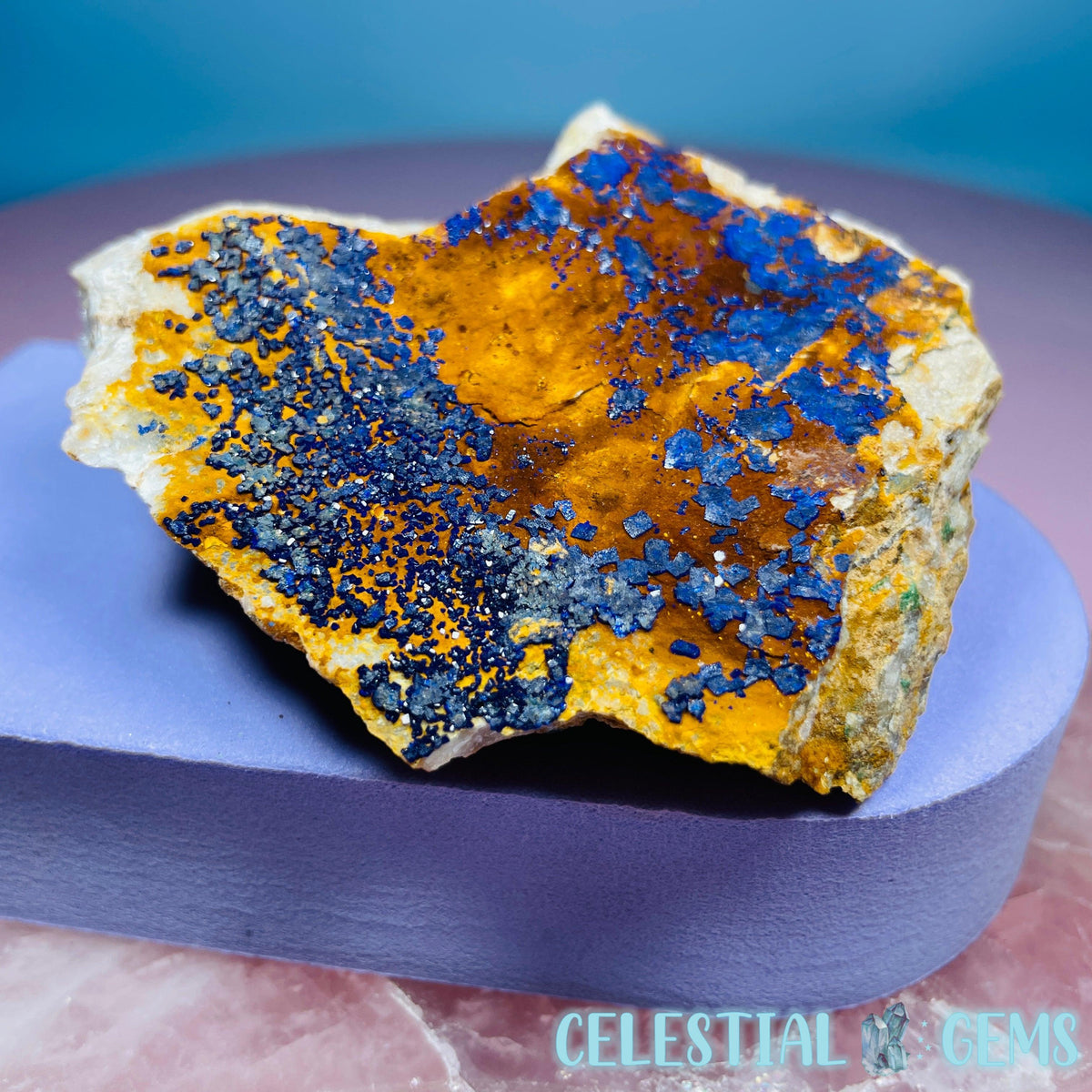 Druzy Azurite on Matrix Medium Cluster Specimen