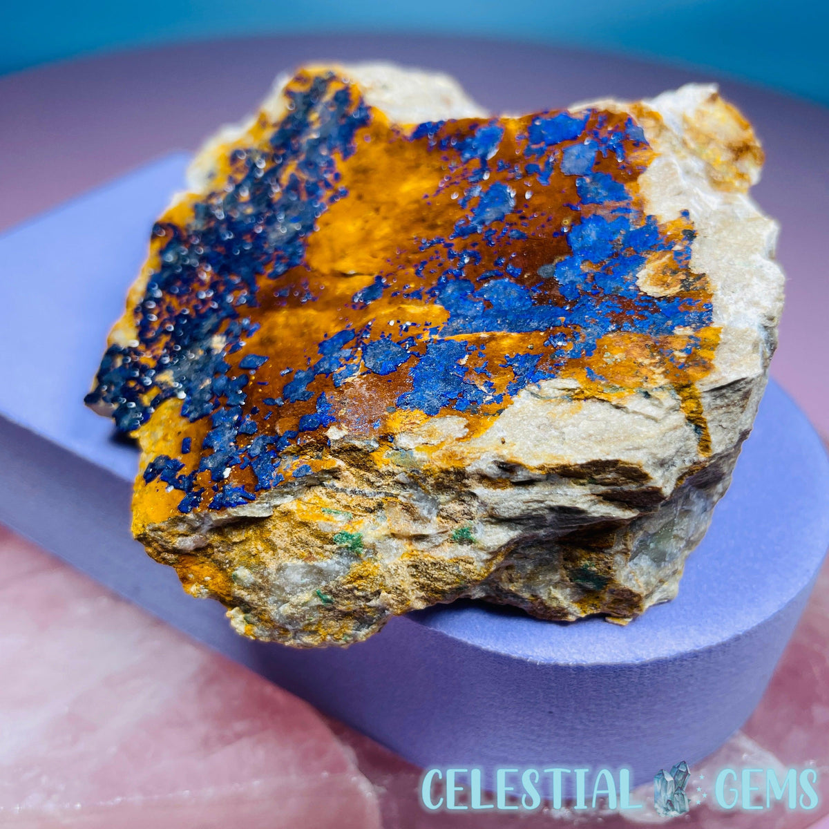 Druzy Azurite on Matrix Medium Cluster Specimen