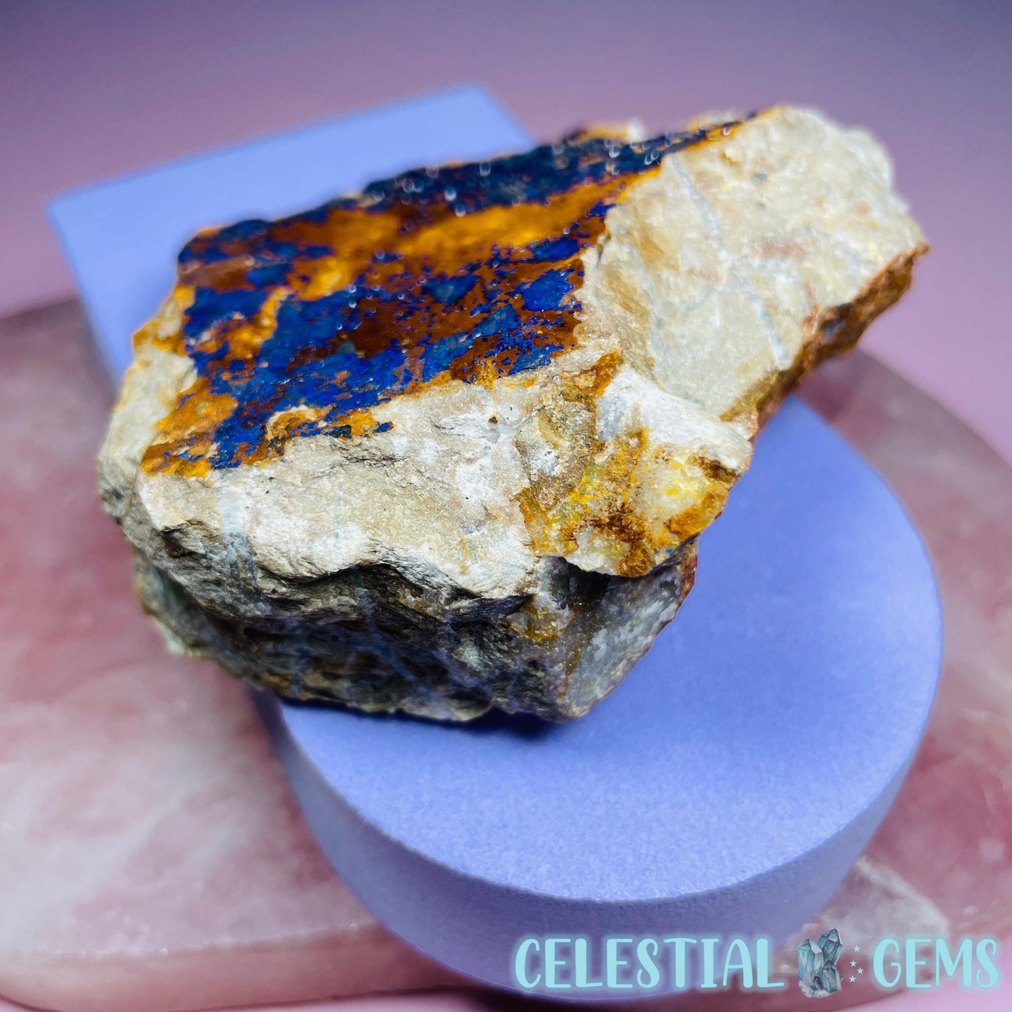 Druzy Azurite on Matrix Medium Cluster Specimen