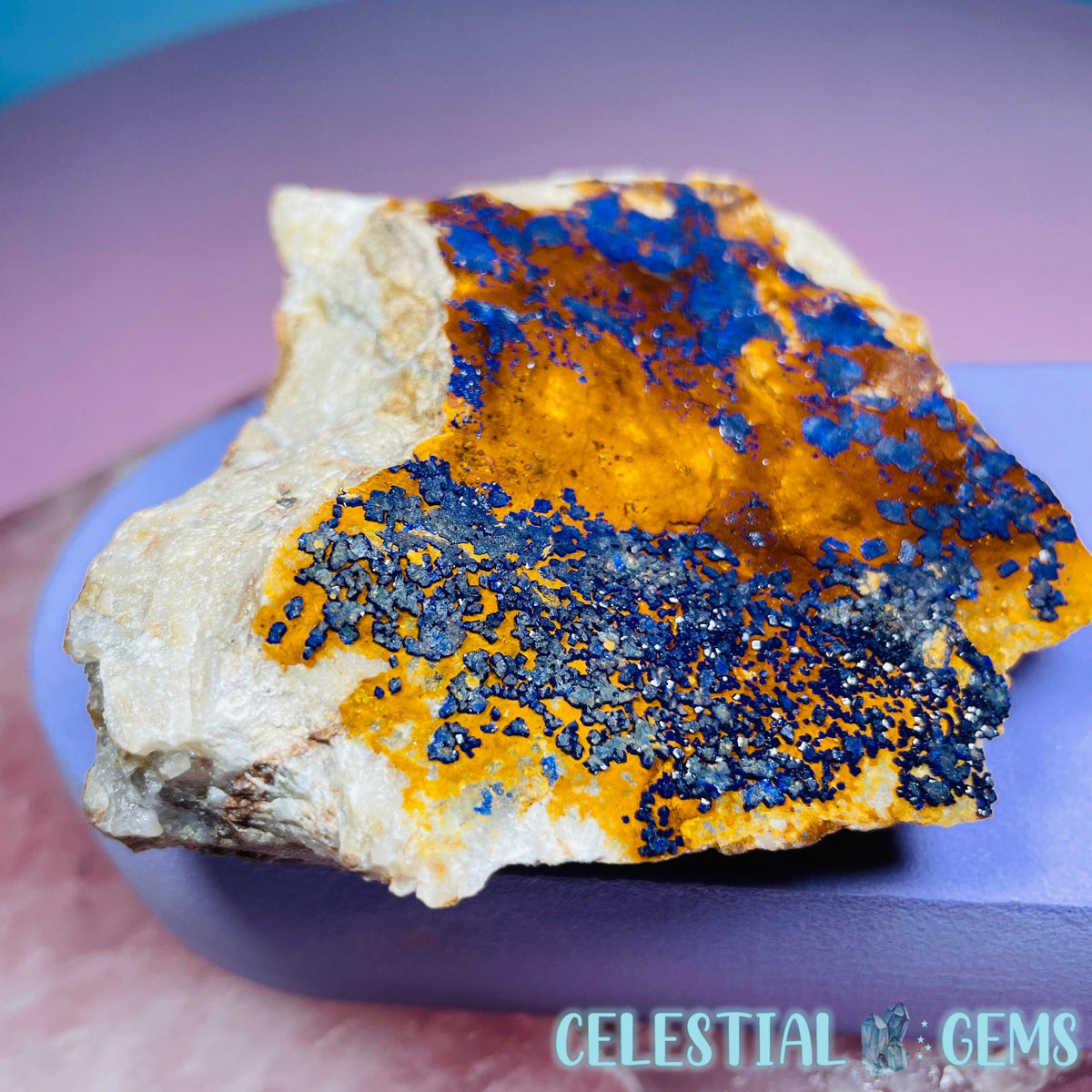 Druzy Azurite on Matrix Medium Cluster Specimen