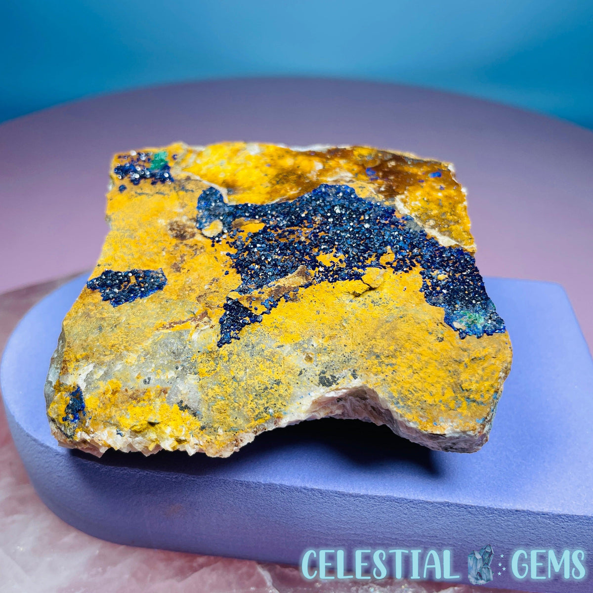Druzy Azurite on Matrix Medium Cluster Specimen