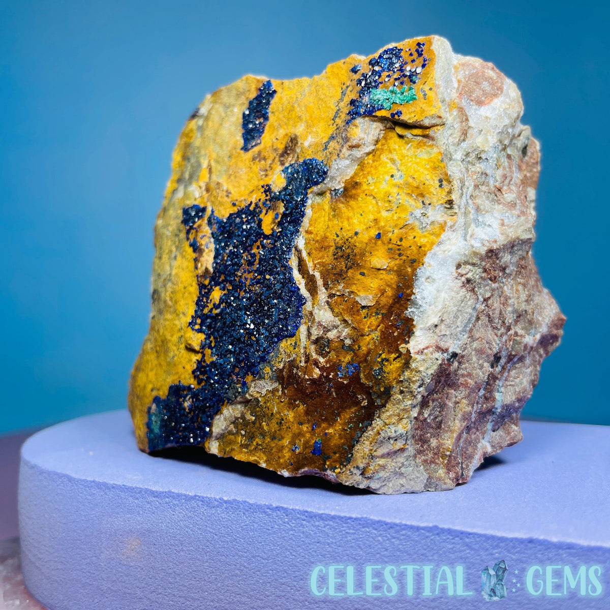 Druzy Azurite on Matrix Medium Cluster Specimen