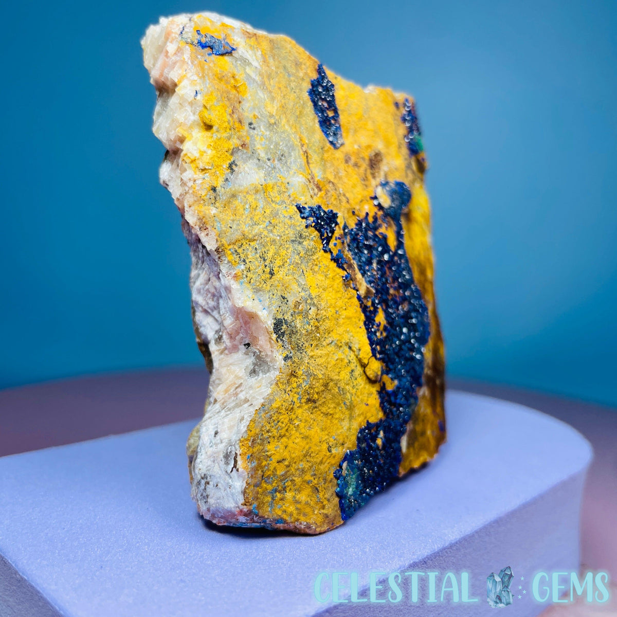 Druzy Azurite on Matrix Medium Cluster Specimen