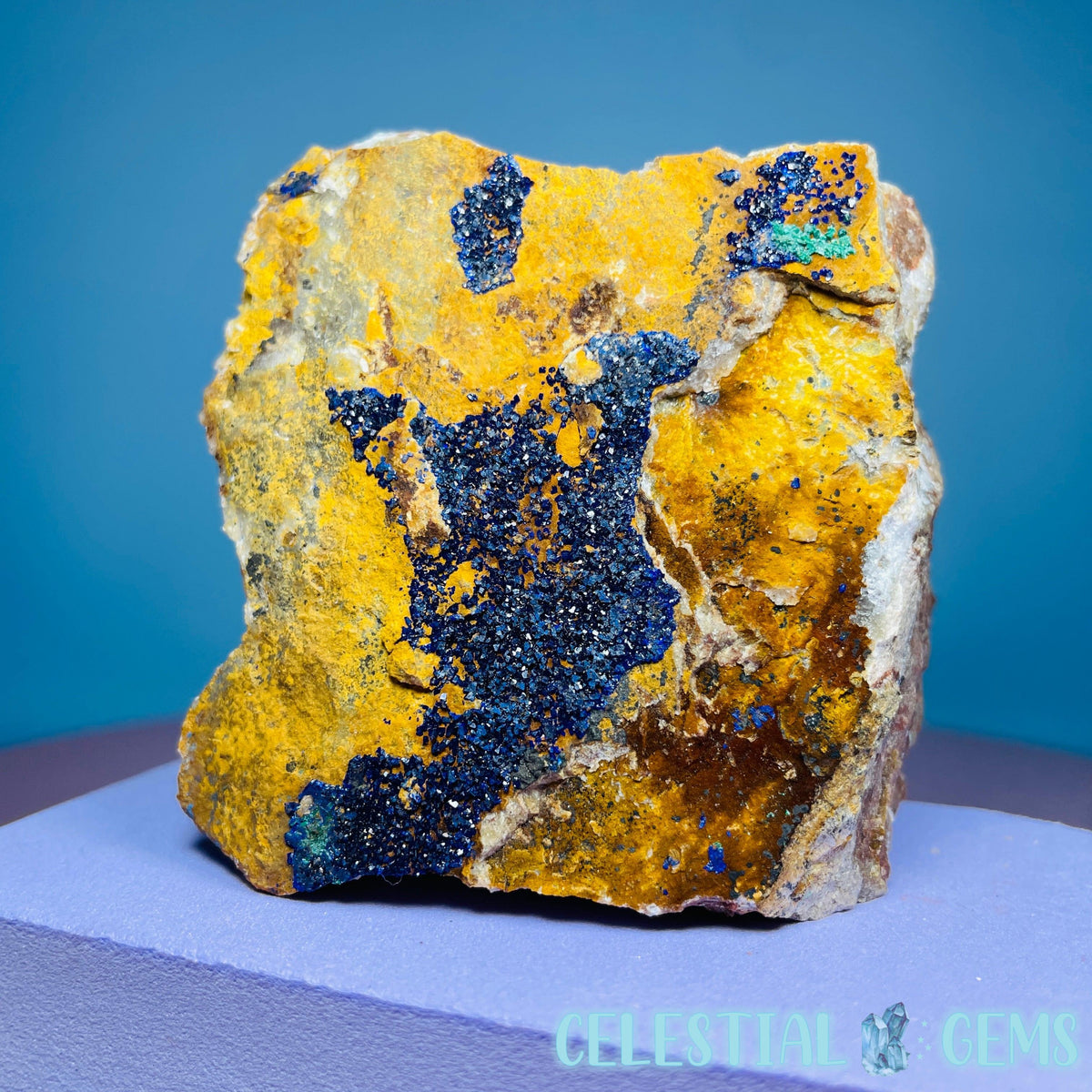 Druzy Azurite on Matrix Medium Cluster Specimen