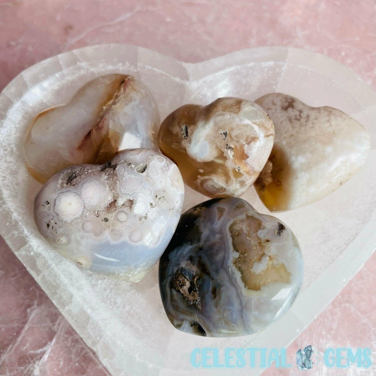 Agate Heart Small Carving