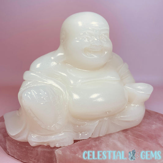 White Jade Happy Buddha Large Carving